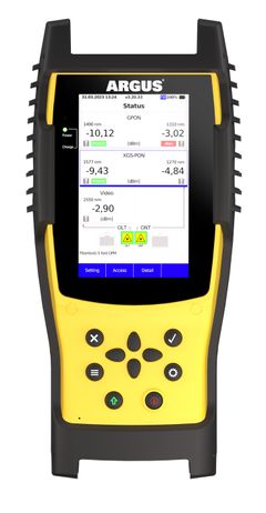 The ARGUS® F240 fiber tester from intec reliably tests on GPON and XGS-PON. The selective 5-fold power meter can be switched into an existing PON connection in through mode, allowing the optical levels on the different downstream (OLT) and upstream (ONT) wavelengths for GPON, XGS-PON and a video overlay to be precisely determined simultaneously via five separate filters.