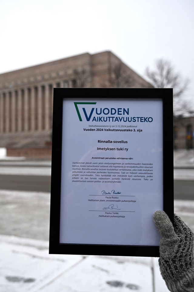 Vuoden Vaikuttavuusteko 2024 Imetyksen tuki ry
