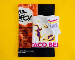 Taco Bell Finland oheistuotemallisto pitää sisällään kaksi paitaa, kahdet sukat sekä piknikviltin.