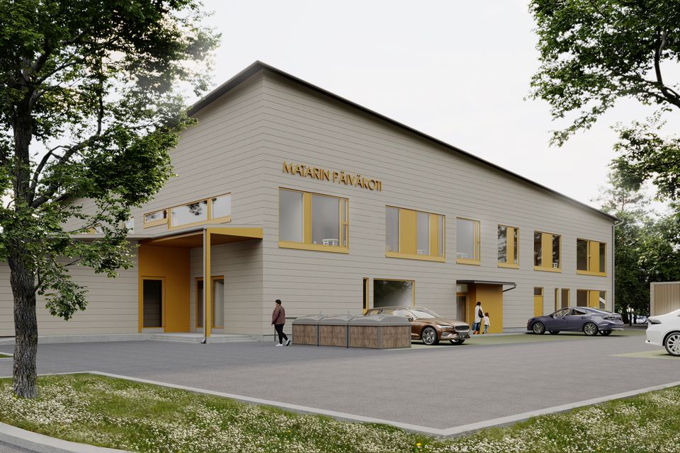 Hoivarakentajat - Matarin päiväkoti Vantaa - julkisivun havainnekuva web