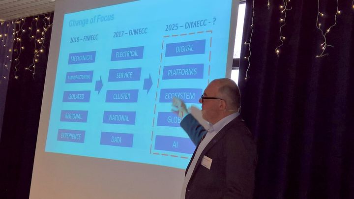 Rolls-Roycen teknologiajohtaja Sauli Eloranta visioi DIMECCille globaalisti keskeistä innovoijaroolia 2025. Kuva: Jussi Seppälä.