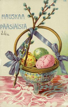Pääsiäiskortti vuodelta 1910. Helsingin kaupunginmuseo. Kuvan käyttöoikeus: CC BY 4.0.