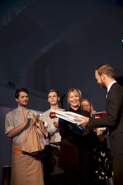 Jenny Hirvosen "Future Cut" -mallisto palkittiin parhaana mallistona Lindström Award -työvaatesuunnitelukilpailussa Kuva: Heikki Räisänen