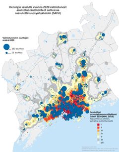 Helsingin seudulla vuonna 2020 valmistuneet asuntotuotantokohteet