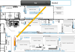 Kuva 1: Tuotannon keräilyä tehostetaan mm. visualisoimalla keräiltävien
tuotteiden sijainnit sekä varaston layout (Kuva 1) että sijainti hyllykkönäkymässä (Kuva 2).