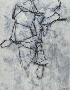 Jukka Mäkelä, Asetelma, 1993. Akryyli ja hiili kankaalle, 220 x 170 cm. Sara Hildénin Säätiö / Sara Hildénin taidemuseo. Kuva: Jussi Koivunen