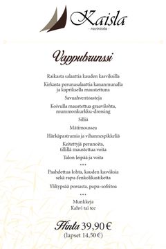 Kaislan vappubrunssin menu