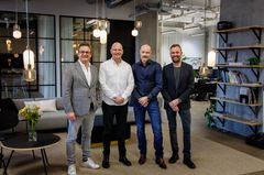 Thomas Høgebøl (Executive Chairman, NoA), Miska Rajasuo (CEO, Bob the Robot), Tom Jacobsson (CEO, DK&A), ja Mikael Jørgensen (Group CEO, NoA)