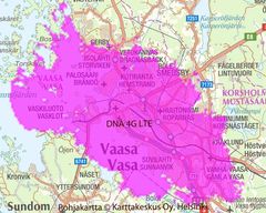DNA: LTE-palvelualue Vaasassa