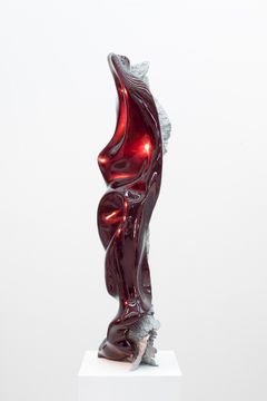 Aaron Heino, A Natural Feature, 2018. painted aluminium. 130x40x30cm. Photo: Jussi Tiainen