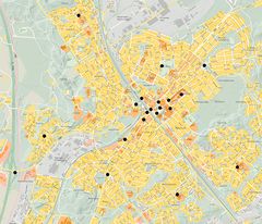 Katso kartasta pyöräasemien sijainnit. Kuva Hyvinkään kaupunki.