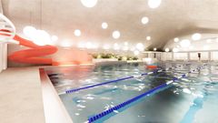 Lempäälän uimahalli rakennetaan kauppakeskus Ideaparkin alle. Kuva: Arkkitehtitoimisto Lehto Peltonen Valkama Oy