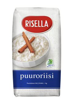 Risella-puuroriisipakkaukset on valmistettu kierrätetystä paperista muovin sijaan.