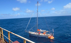 Tapio Lehtisen merihädästä pelastanut kilpakumppani Kirsten Neuschäfer jatkaa Golden Globe Race -kilpailua tällä hetkellä toisena. Kuva: Anglo-Eastern Ship Management