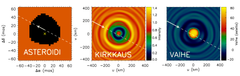Kuvasarja asteroidin mittaamiseen liittyen. Jorma Harju