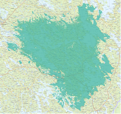 Kuvassa vaaleampi vihreä väri kuvaa normaalia 4G/5G-peruspeittoa, ja tummempi vihreä erityisen nopeaa, 3.5 GHz -taajuudella toimivaa 5G-verkkoa.