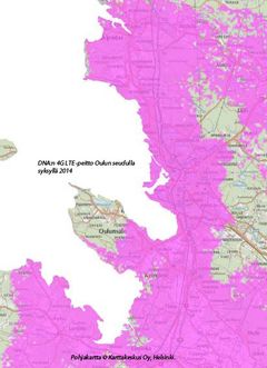 DNA:n 4G LTE -verkko Oulun seudulla syksyllä 2014