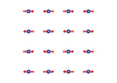 Kupari-ionien magneettisesti järjestäytynyt neliörakenne. Rakennetta räätälöimällä saatiin muodostettua kvanttispinneste. Vastaavaa rakennetta toisin muokkaamalla luodaan korkean lämpötilan suprajohteita. Kuva: Otto Mustonen