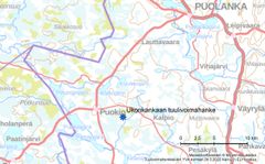 Ukonkankaan tuulivoimahankkeen sijoittuminen kartalla.