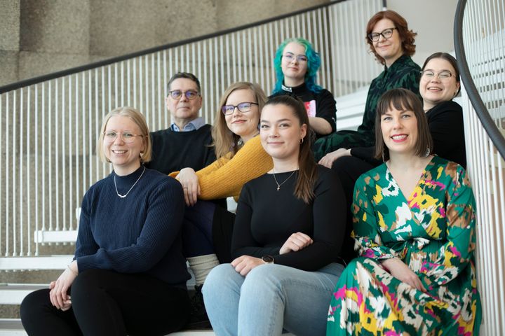 Zekki-tiimi kuvassa vasemmalta:
Essi Laitinen, Sakari Kainulainen, Sarlotta Siimeslahti, Emilia Schwarz (edessä), Jenna Tikka (takana), Reija Paananen (takana), Reetta Alanko (edessä), Liisa Vallin (keskellä)
Kuva: Annika Rauhala