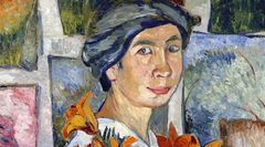 Natalia Goncharova: Omakuva keltaisten liljojen kanssa (1907–1908). Tretjakovin galleria. © Tretjakovin galleria. © Kuvasto 2020. Yksityiskohta.