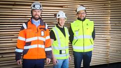 New benchmark in sustainability. CEO of Calefa Petri Vuori, sawmill directory Sami Kotivuori and Head of UPM Timber Antti Koulumies.