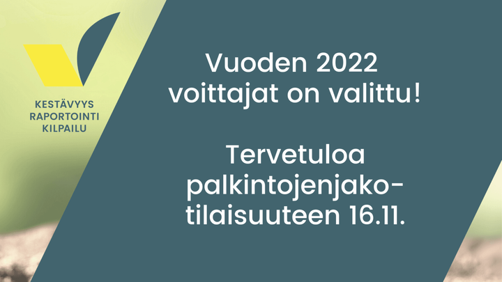 Ilmoittautumiset palkintojenjakotilaisuuteen pyydetään viimeistään 9.11.