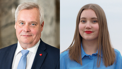 SDP:n puheenjohtaja Antti Rinne ja työryhmän puheenjohtaja Sara Holappa