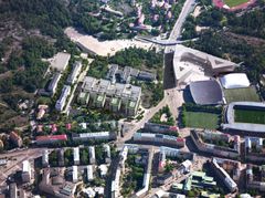 Alustavaan suunnitteluun perustuva viistoilmakuva lännestä, Laakson Latu