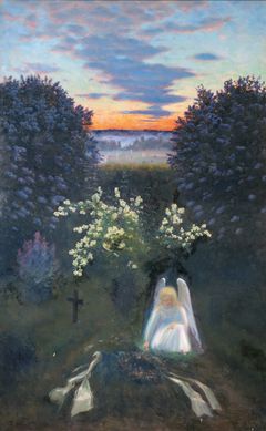 Torsten Wasastjerna: Enkeli haudalla | Ängeln vid graven, 1890-luvun loppu | slutet av 1890-talet, öljy kankaalle | olja på duk,
146 ✕ 90 cm, Loviisanseudun seurakuntayhtymä | Lovisanejdens kyrkliga samfällighet. Kuva | Foto: Matias Uusikylä