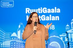 Apulaispormestari Pia Pakarinen puhui RuutiGaalassa. Kuva: Helsingin kaupunki / Maarit Hohteri