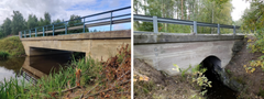 Kuvassa vasemmalla Kytömäen I silta ja oikealla Myllyojan silta.