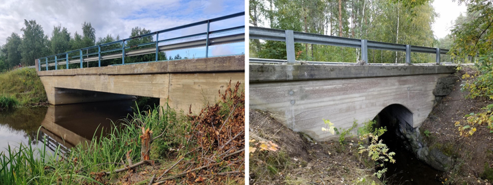 Kuvassa vasemmalla Kytömäen I silta ja oikealla Myllyojan silta.