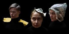 Johannes Purovaara, Irina Pulkka ja Marjaana Kuusniemi-Korhonen teoksessa Ranskalaiset viivat (Making of Pyöveli 2). Kuva: Tuire Tuomisto ja Mia Kivinen