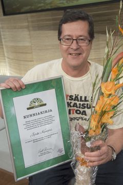 Metsän etunoja -palkinnon voittaja Jyrki Kangas. Kuva: Messukeskus/Markku Ojala