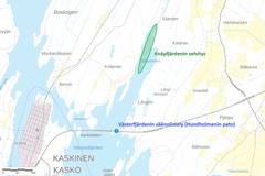 Kartta Närpiönjoen Västerfjärdenin alueesta.