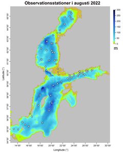 Obsevationsstationer i augusti 2022. SYKE