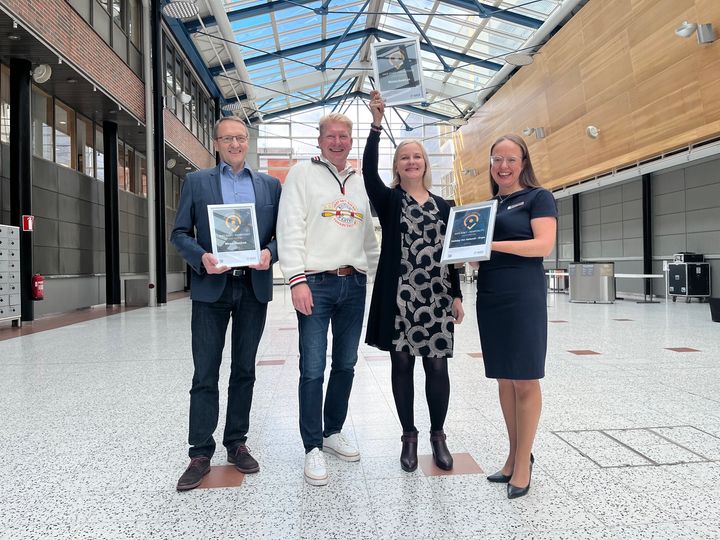 From left: Security director Mika Vakkilainen (Helsinki Expo and Convention Centre), CEO Erik Engstrand (SAFE Asset Group), CEO Anni Vepsäläinen (Helsinki Expo and Convention Centre) and Holiday Inn Helsinki- Expo Cluster General Manager Hanna Niitynperä.