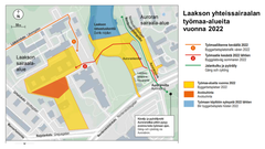 Laakson yhteissairaalan työmaa-alueet tänä vuonna.