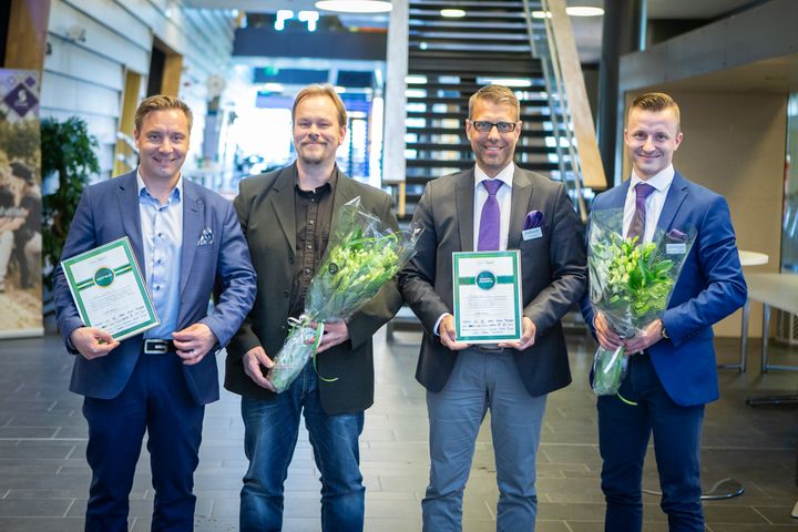 Etelä-Pohjanmaan Kasvupolun voittajat Notta Systems (vasemmalla) ja Foodwest.