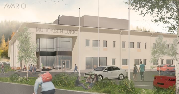 Muhoksen lukio havainnekuva, Arkkitehtitoimisto Avario