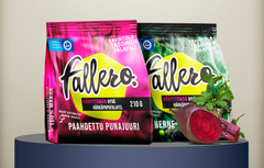 Fallero-härkäpapufalafel tulee myyntiin kahdella makuvariantilla: herne-lehtikaali ja punajuuri. Kuva: SOK