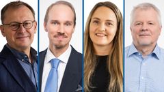 Tutkimuksen ovat tehneet VATT:n tutkimusjohtaja Seppo Kari (vas.), Etlan tutkimuspäällikkö Olli Ropponen, VATT:n tutkija Marika Viertola ja Etlan tutkimusneuvonantaja Tarmo Valkonen.