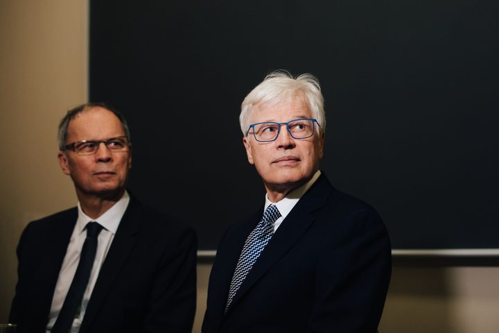 Jean Tirole ja Bengt Holmström. Kuva: George Atanassov