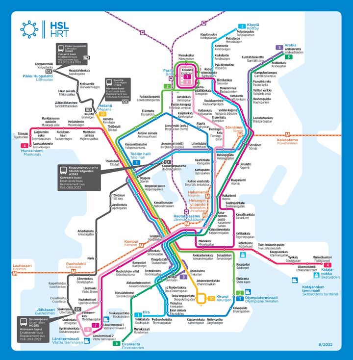 Raitiolinjat 15.- 28.8.2022.