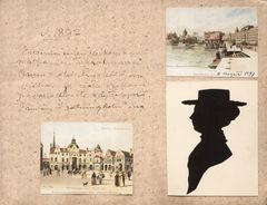 Wivin Lönnin postikortti vuodelta1897. ”Ensimmäinen ulkomaanmatkani Tukholmaan. Asuin hotel Örnsköldissa viikon ja vietin aikani pääasiallisesti näyttelyssä. Päivä Drotningholmissa.”