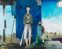 Juhani Linnovaara, Hiljaisuuden kuuntelija, 1955. Kosketus: Hiljaisuuden kuuntelija, 2021. Saastamoisen säätiön taidekokoelma. © Ari Karttunen / EMMA – Espoon modernin taiteen museo.