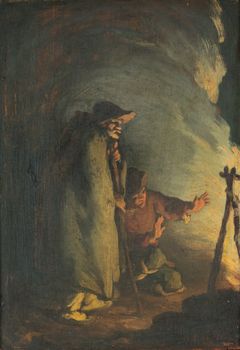 Jean-François Millet: 
Herdar vid lägerelden / Bergers autour du feu, 1849, olja på trä, 22,8 x 15,8 cm. Bild: Mikko Lehtimäki