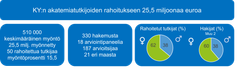 Kulttuurin ja yhteiskunnan tutkimuksen akatemiatutkijoiden rahoitukseen 25,5 miljoonaa euroa.