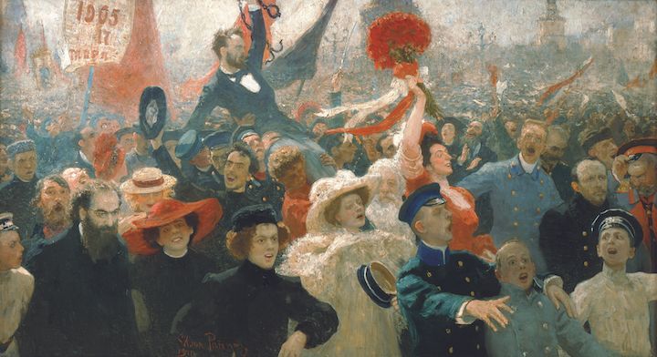 Ilja Repin: Mielenosoitus lokakuun 17. päivänä vuonna 1905 (1907–1911). Venäläisen taiteen museo, Pietari. Kuva © State Russian Museum, St. Petersburg.